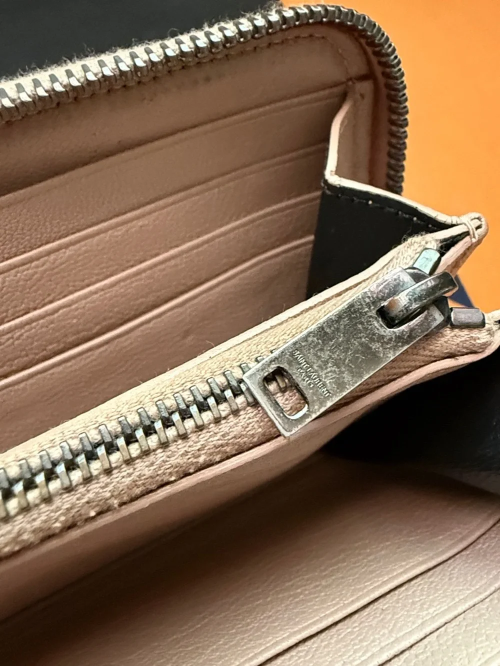 Yves Saint Laurent Quilted Zip Wallet in Light Taupe - Picture 6 of 10